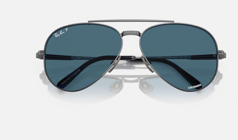 Ray Ban Aviator Ii Titanium Men's Sunglasses Blue | 87936-UTYI