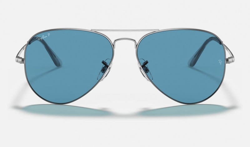 Ray Ban Aviator Metal Ii Men's Sunglasses Blue | 57420-XPSZ