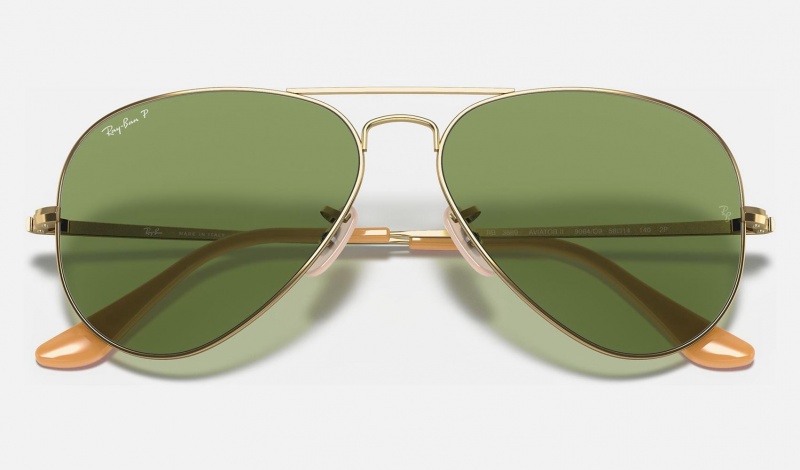 Ray Ban Aviator Metal Ii Men's Sunglasses Green | 84360-WOME