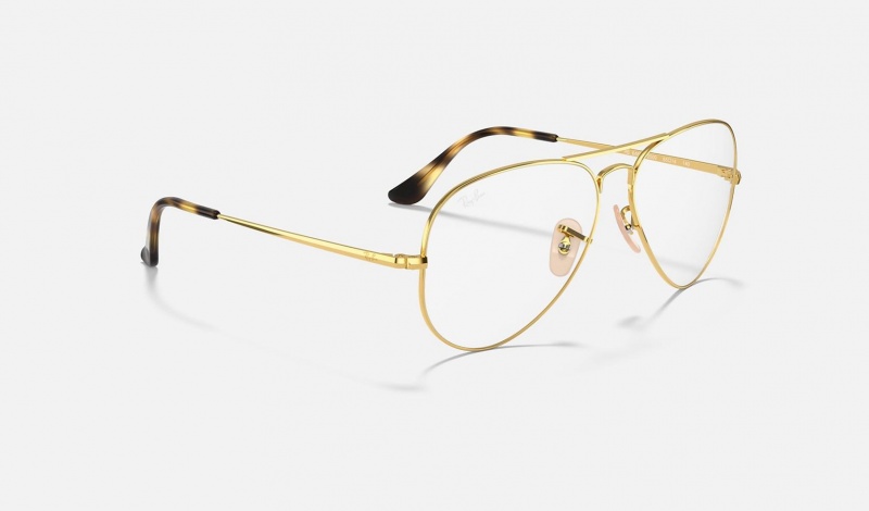 Ray Ban Aviator Optics Men's Eyeglasses Gold | 78406-EWLX