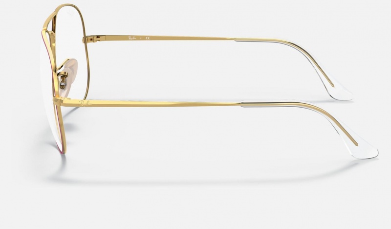 Ray Ban Aviator Optics Men's Eyeglasses Gold | 71908-SIHG