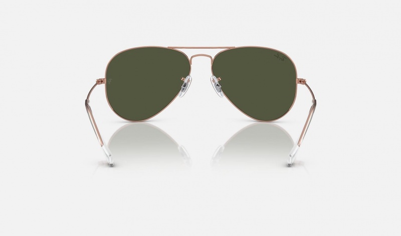 Ray Ban Aviator Rose Gold Men's Sunglasses Green | 59402-EBRF