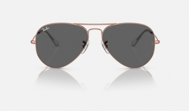 Ray Ban Aviator Rose Gold Men's Sunglasses Grey | 43105-BYEL