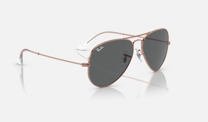 Ray Ban Aviator Rose Gold Men's Sunglasses Grey | 43105-BYEL