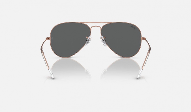 Ray Ban Aviator Rose Gold Men's Sunglasses Grey | 43105-BYEL