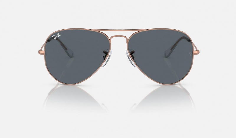 Ray Ban Aviator Rose Gold Women's Sunglasses Blue | 94185-RCUM