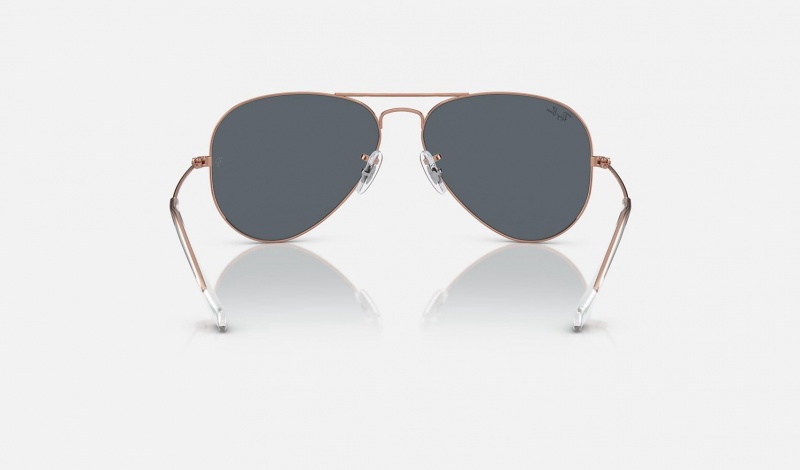 Ray Ban Aviator Rose Gold Women's Sunglasses Blue | 94185-RCUM