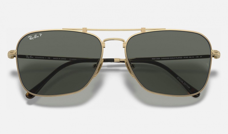 Ray Ban Caravan Titanium Men's Sunglasses Green | 10286-YPWZ