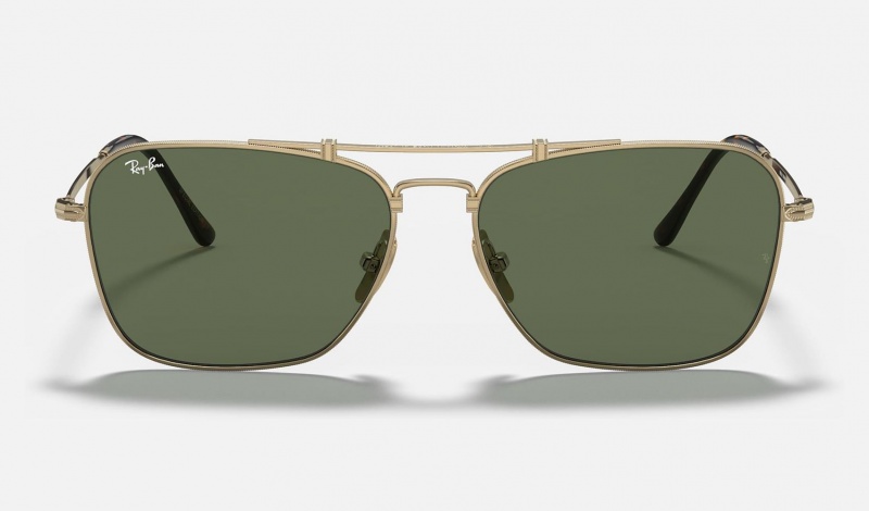 Ray Ban Caravan Titanium Men's Sunglasses Green | 67413-YKBG