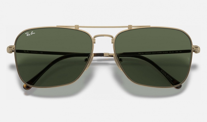 Ray Ban Caravan Titanium Men's Sunglasses Green | 67413-YKBG