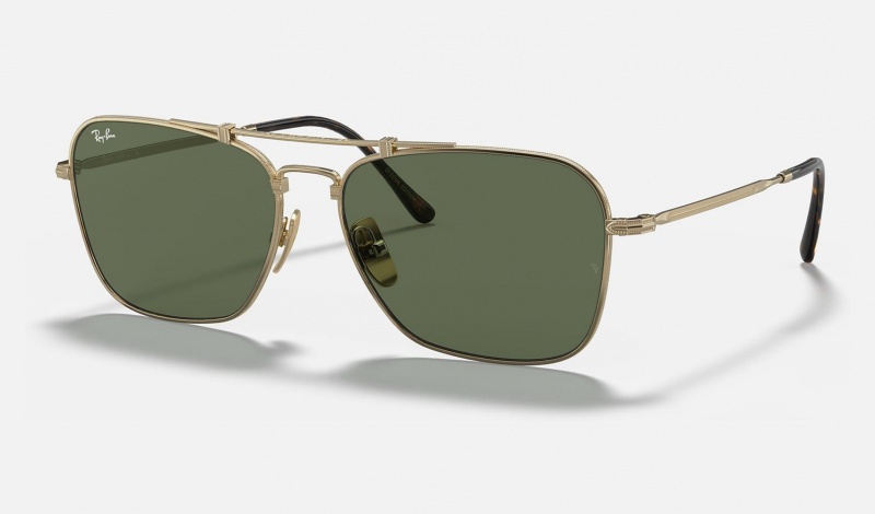 Ray Ban Caravan Titanium Men\'s Sunglasses Green | 67413-YKBG