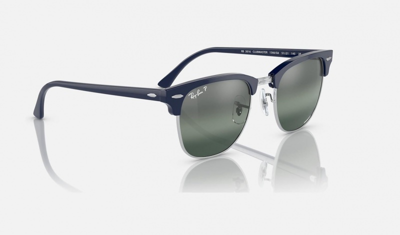 Ray Ban Clubmaster Chromance Men's Sunglasses Silver | 31857-LOAN