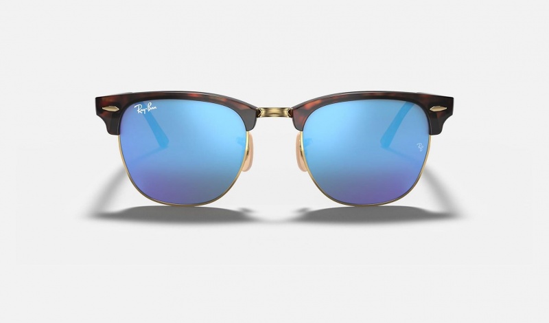 Ray Ban Clubmaster Flash Lenses Men's Sunglasses Blue | 19253-GZKT