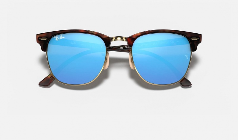 Ray Ban Clubmaster Flash Lenses Men's Sunglasses Blue | 19253-GZKT