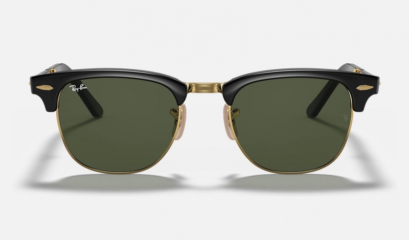 Ray Ban Clubmaster Folding Men's Sunglasses Green | 40326-HFDN