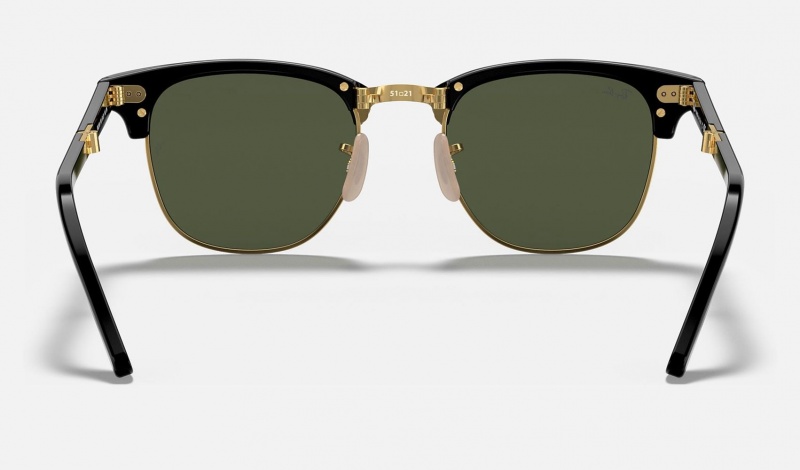 Ray Ban Clubmaster Folding Men's Sunglasses Green | 40326-HFDN