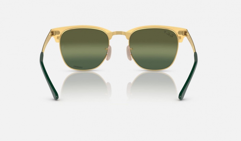 Ray Ban Clubmaster Metal Chromance Men's Sunglasses Green | 85649-CMYP