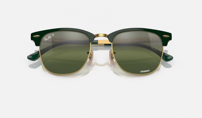 Ray Ban Clubmaster Metal Chromance Men's Sunglasses Green | 85649-CMYP