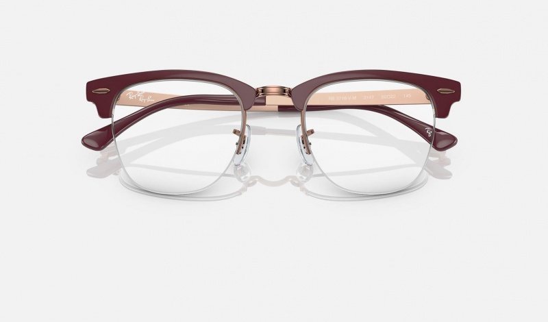 Ray Ban Clubmaster Metal Optics Men's Eyeglasses Burgundy | 64579-MPEG