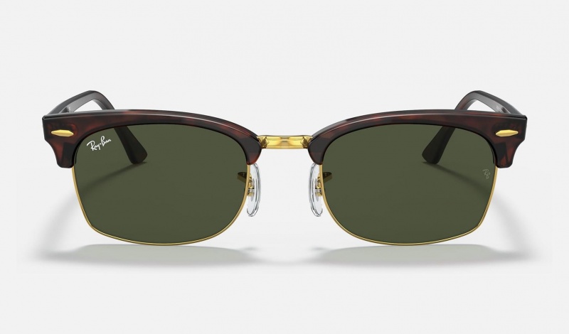 Ray Ban Clubmaster Square Legend Gold Men's Sunglasses Green | 03956-ROIN