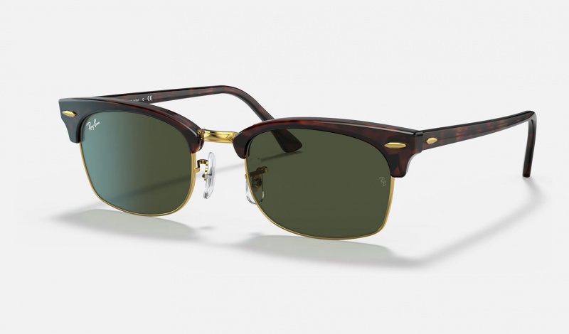 Ray Ban Clubmaster Square Legend Gold Men\'s Sunglasses Green | 03956-ROIN