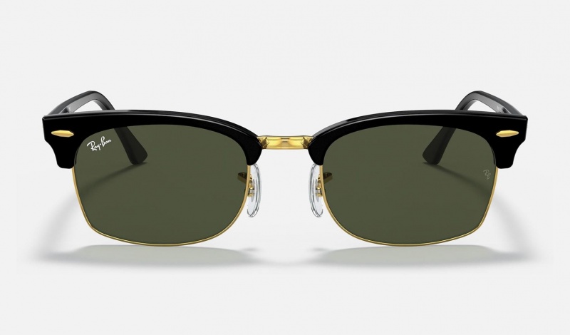 Ray Ban Clubmaster Square Legend Gold Men's Sunglasses Green | 04675-TWLD