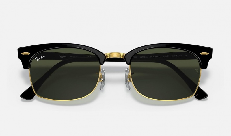 Ray Ban Clubmaster Square Legend Gold Women's Sunglasses Green | 72103-GOTK