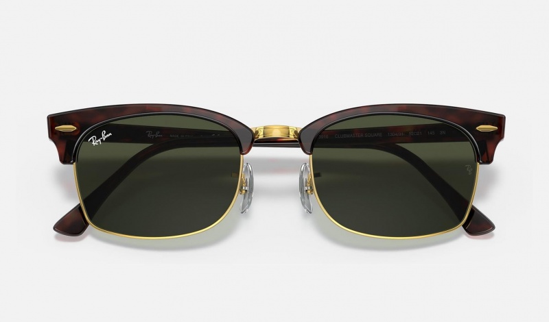 Ray Ban Clubmaster Square Legend Gold Women's Sunglasses Green | 15307-BIYN