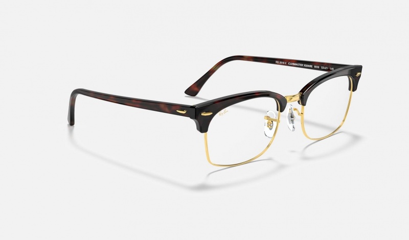 Ray Ban Clubmaster Square Optics Women's Eyeglasses Gold | 16203-HCBQ