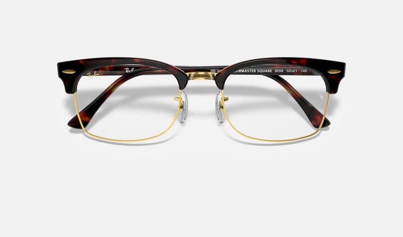 Ray Ban Clubmaster Square Optics Women's Eyeglasses Gold | 16203-HCBQ