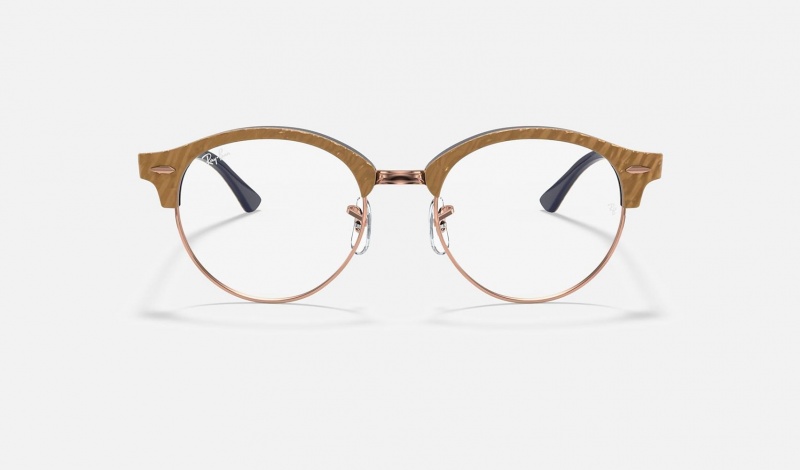 Ray Ban Clubround Marble Optics Men's Eyeglasses Beige | 05123-CYZR