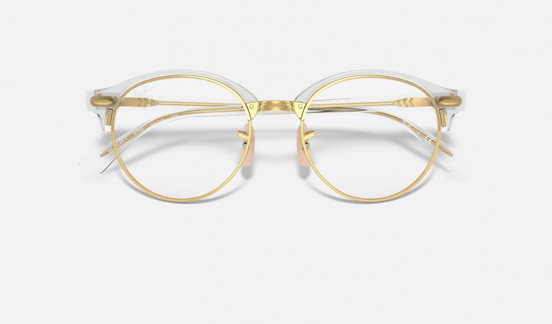 Ray Ban Clubround Optics Men's Eyeglasses Gold | 23918-RTZO