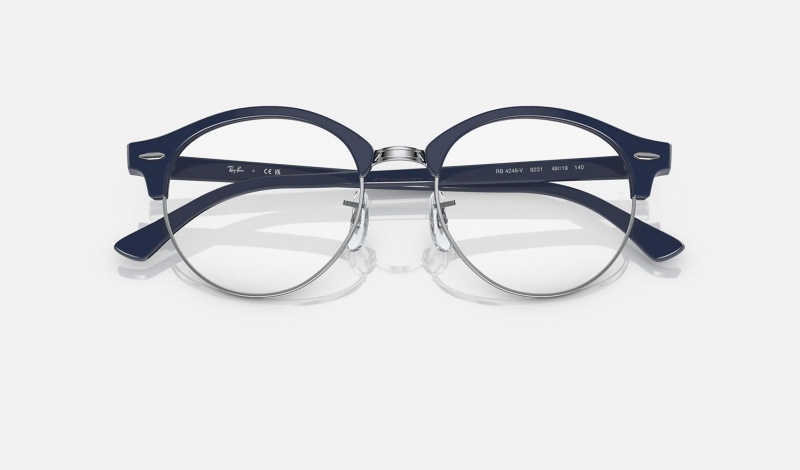 Ray Ban Clubround Optics Women's Eyeglasses Blue | 43189-ENGI