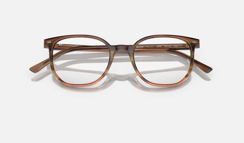 Ray Ban Elliot Optics Men's Eyeglasses Brown | 89326-ORWC