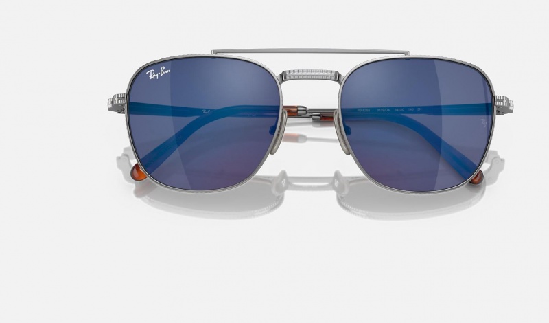 Ray Ban Frank Ii Titanium Men's Sunglasses Blue | 63049-LMXJ