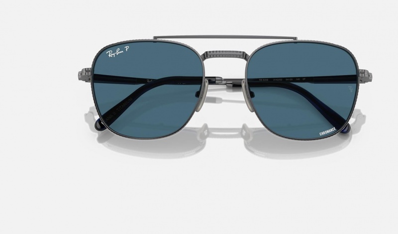 Ray Ban Frank Ii Titanium Women's Sunglasses Blue | 04621-GXQI