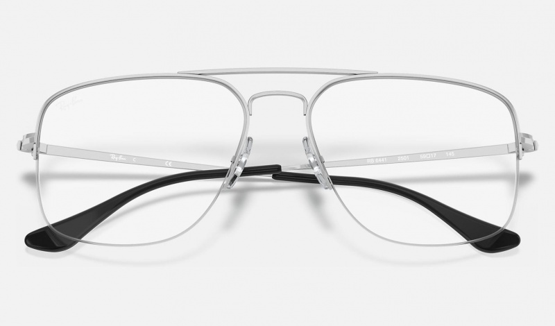 Ray Ban General Gaze Optics Men's Eyeglasses Silver | 26514-OVBT