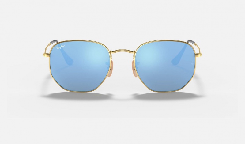 Ray Ban Hexagonal Flat Lenses Men's Sunglasses Blue | 75241-WRGC