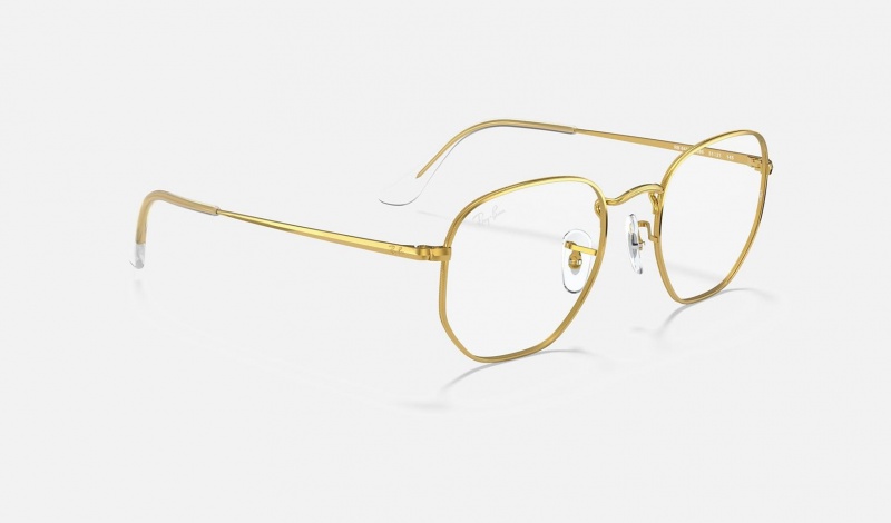 Ray Ban Hexagonal Optics Men's Eyeglasses Gold | 75093-MYPL