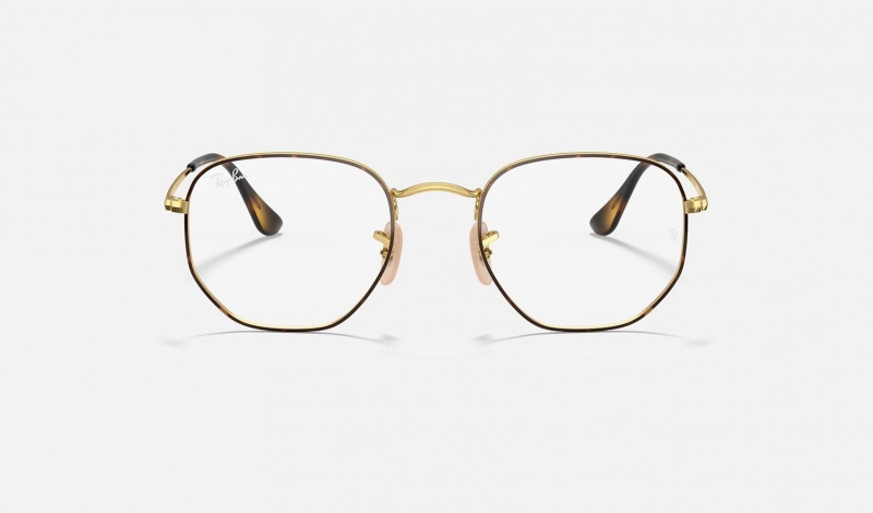 Ray Ban Hexagonal Optics Men's Eyeglasses Gold | 84273-SOED