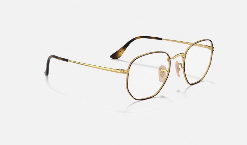 Ray Ban Hexagonal Optics Men's Eyeglasses Gold | 84273-SOED