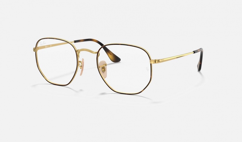 Ray Ban Hexagonal Optics Men\'s Eyeglasses Gold | 84273-SOED