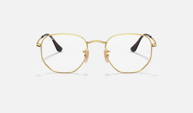 Ray Ban Hexagonal Optics Women's Eyeglasses Gold | 73518-PAEG