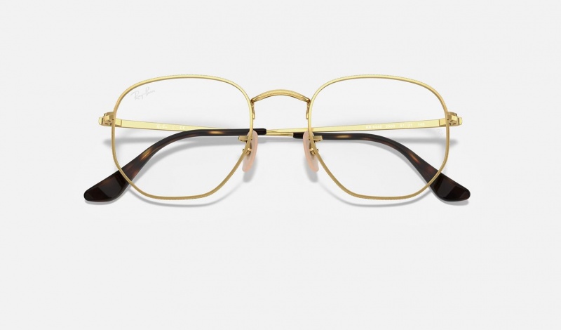 Ray Ban Hexagonal Optics Women's Eyeglasses Gold | 73518-PAEG