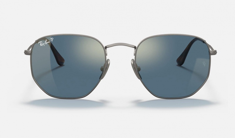 Ray Ban Hexagonal Titanium Men's Sunglasses Blue | 35912-LZRO