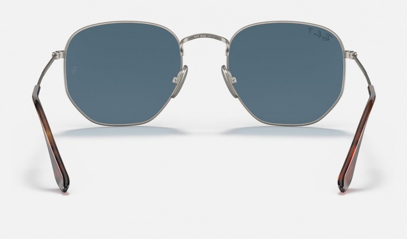 Ray Ban Hexagonal Titanium Men's Sunglasses Blue | 35912-LZRO