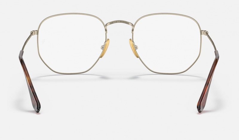 Ray Ban Hexagonal Titanium Optics Men's Eyeglasses Gold | 57026-RXZC