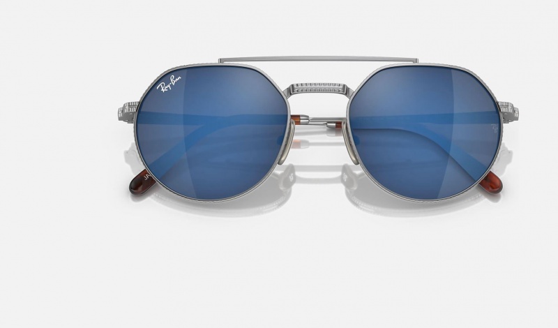 Ray Ban Jack Ii Titanium Men's Sunglasses Blue | 60948-GCNX