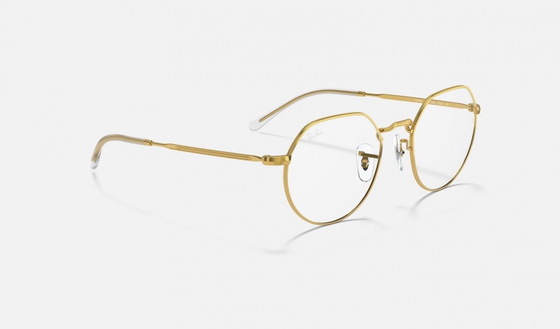 Ray Ban Jack Optics Men's Eyeglasses Gold | 08329-UCBT