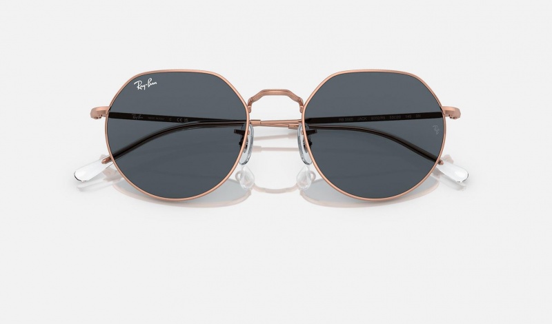 Ray Ban Jack Rose Gold Men's Sunglasses Blue | 40938-YBEF